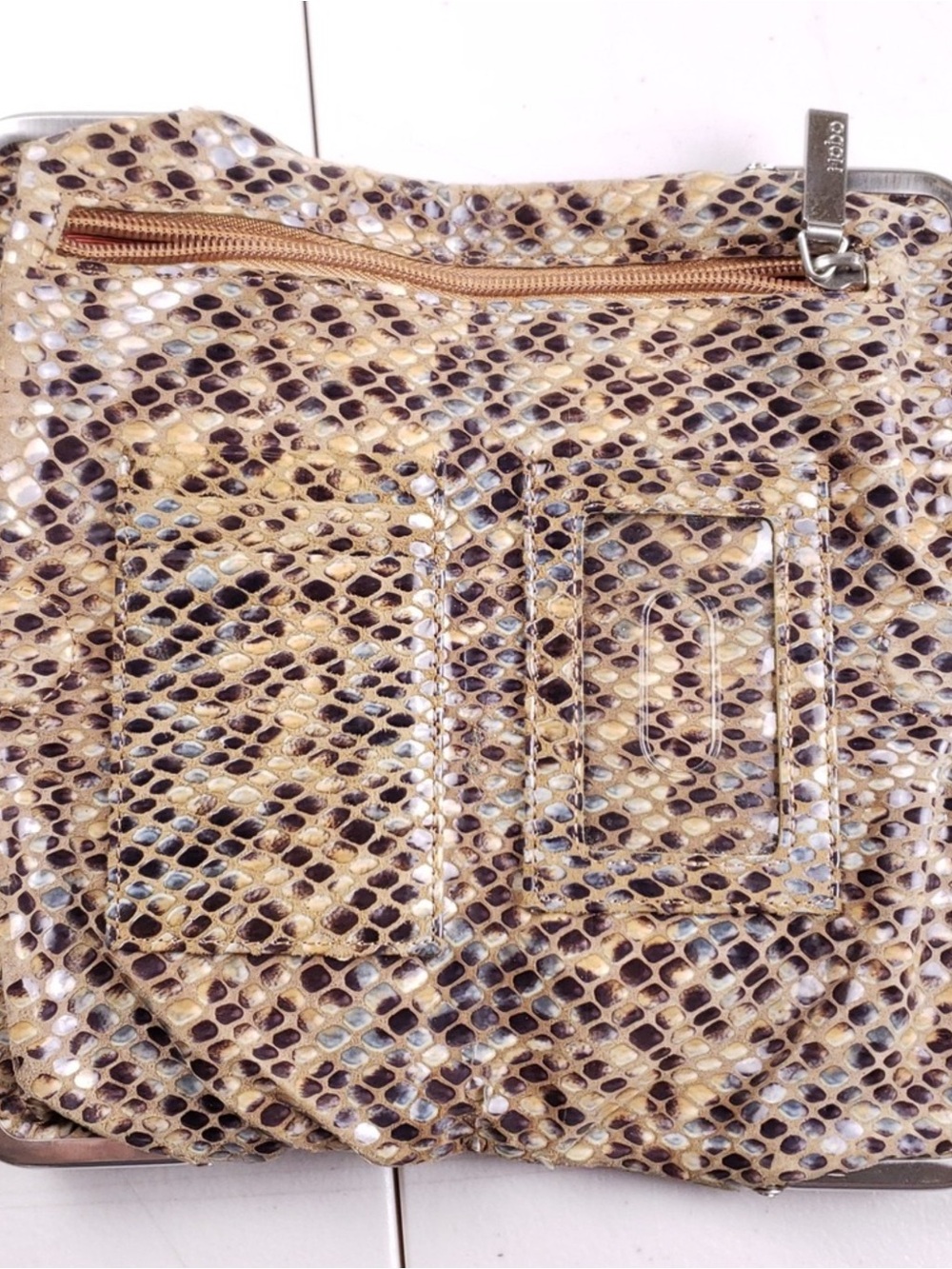 HOBO Tan and Purple Snakeskin-Pattern Clutch Wallet - Picture 8 of 13